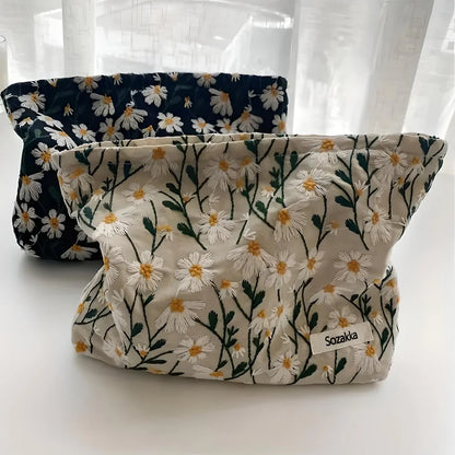 Andrea | Flower Embroidered Makeup Bag - Simplify Hub