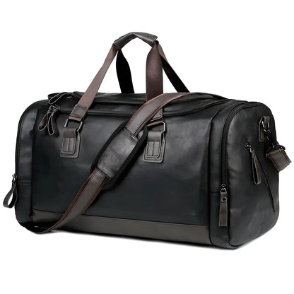 Classy Men’s Leather Duffle Bag - Simplify Hub