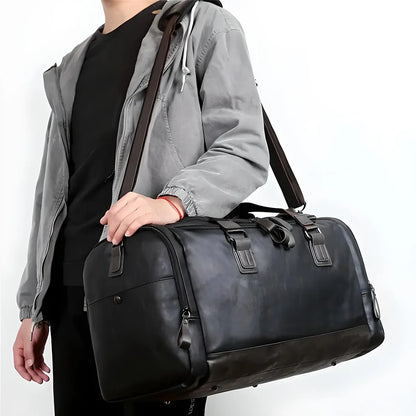 Classy Men’s Leather Duffle Bag - Simplify Hub