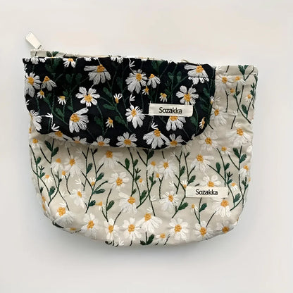 Andrea | Flower Embroidered Makeup Bag - Simplify Hub