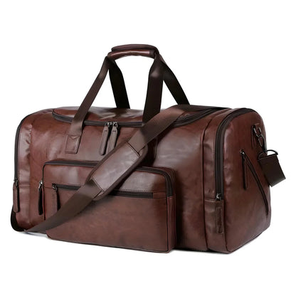 Classy Men’s Leather Duffle Bag - Simplify Hub