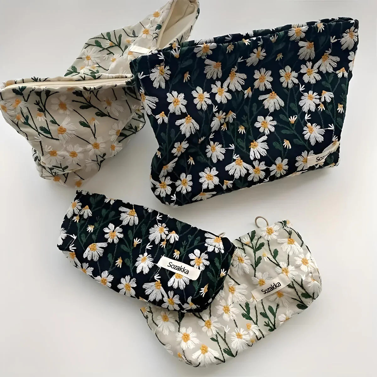 Andrea | Flower Embroidered Makeup Bag - Simplify Hub