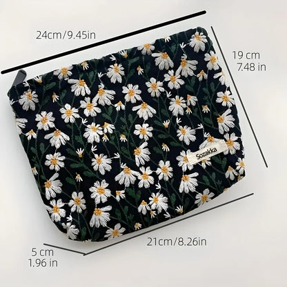 Andrea | Flower Embroidered Makeup Bag - Simplify Hub