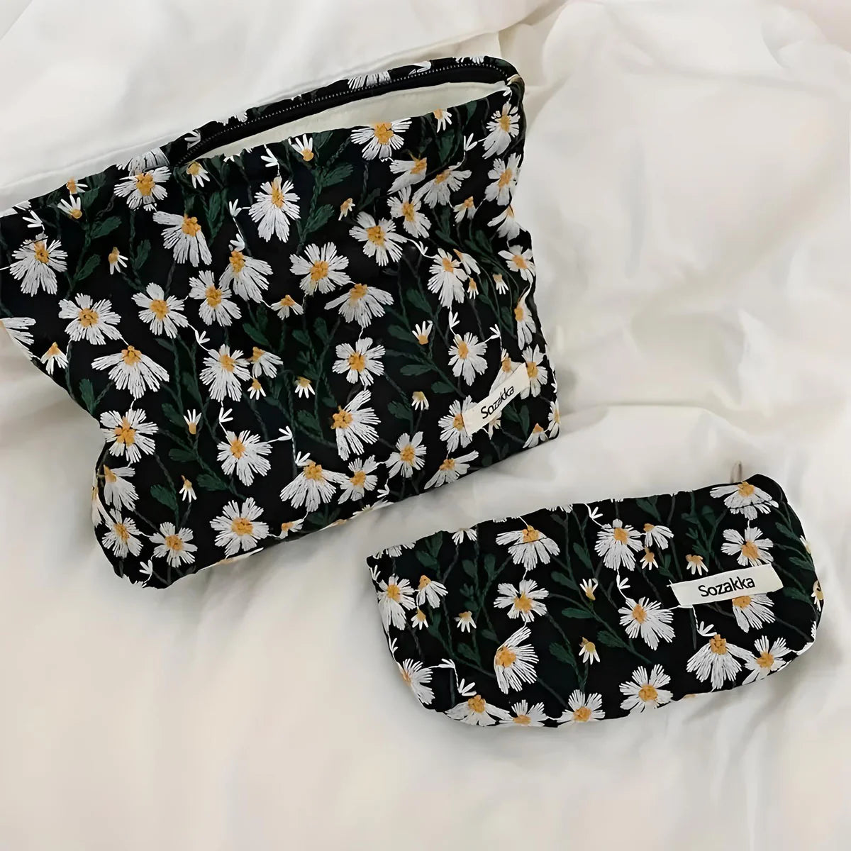 Andrea | Flower Embroidered Makeup Bag - Simplify Hub