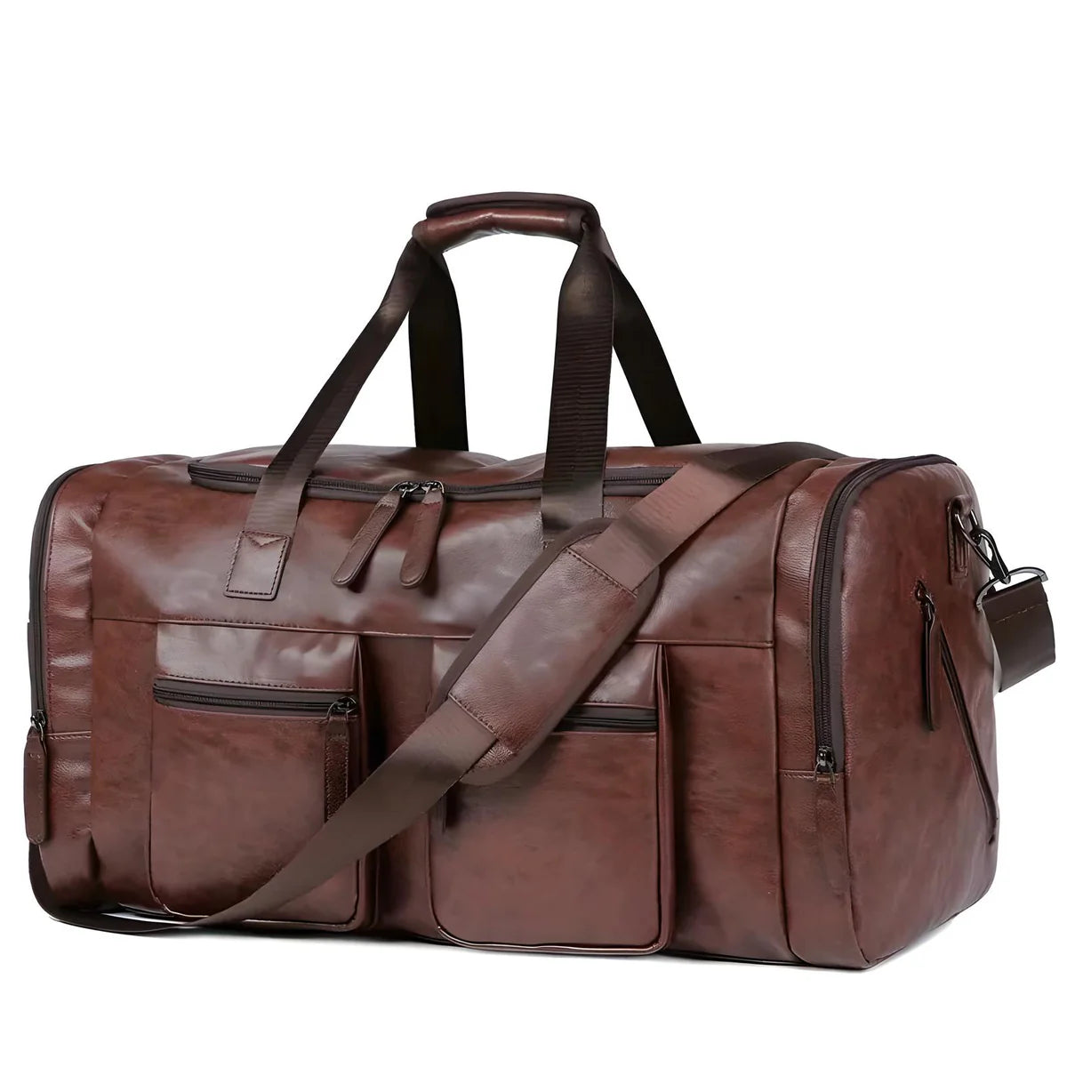 Classy Men’s Leather Duffle Bag - Simplify Hub