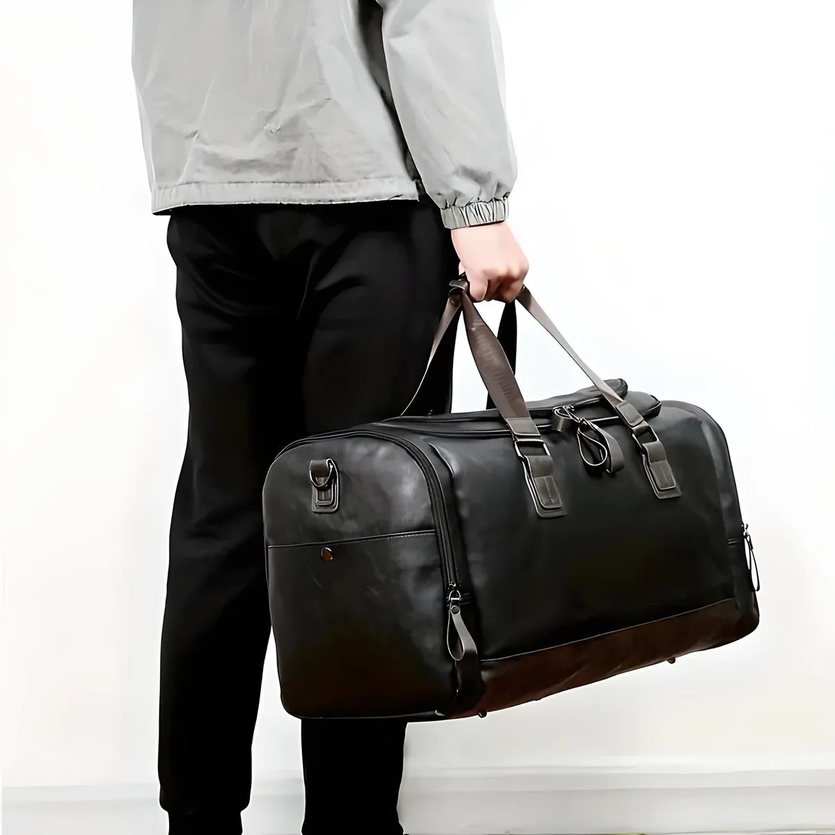 Classy Men’s Leather Duffle Bag - Simplify Hub