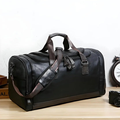 Classy Men’s Leather Duffle Bag - Simplify Hub