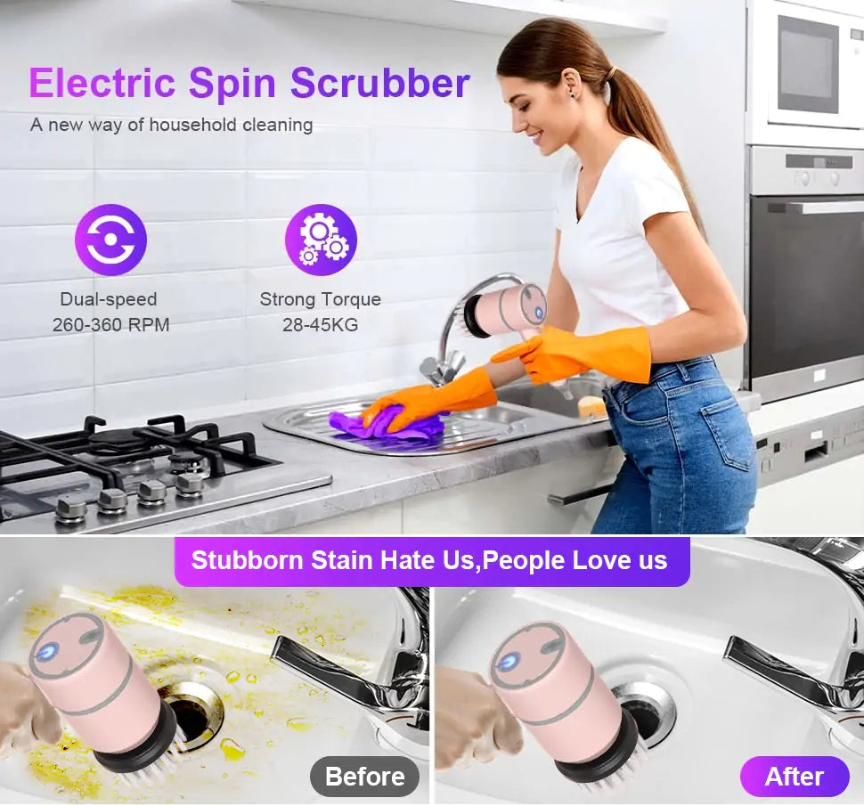 Electric Cleaning Brush – 360° Rotating Power Scrubber