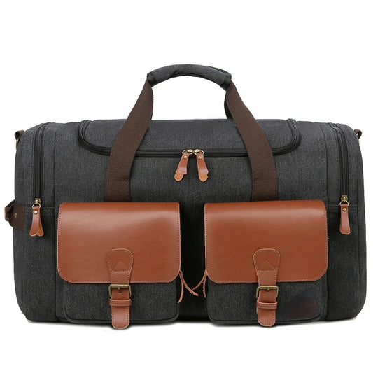 Multi-Compartment Leather Accent Duffle Bag - Simplify Hub