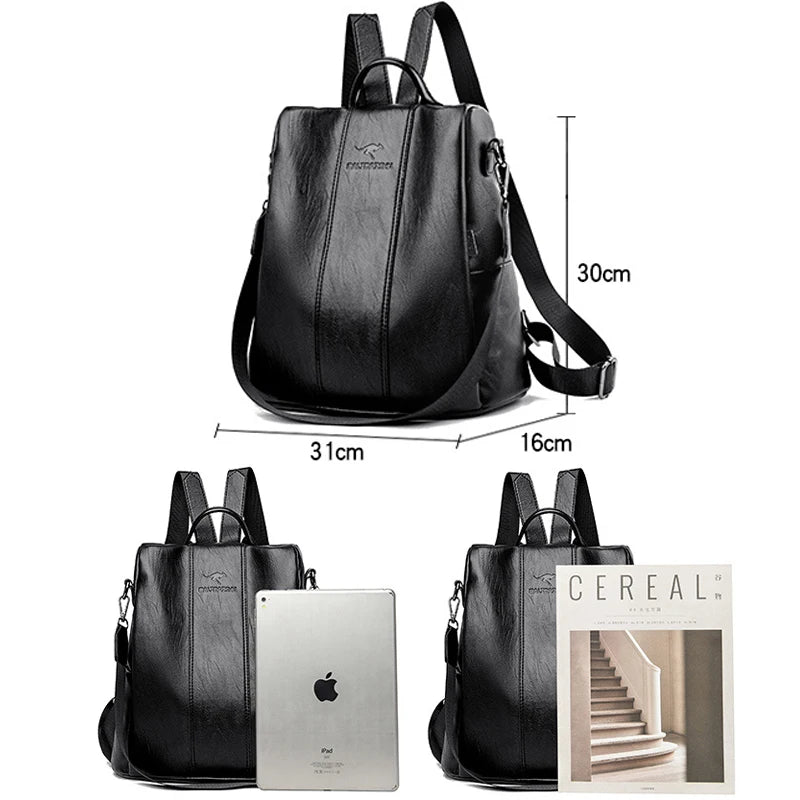 Tourer | Women's Anti-Theft Leather Backpack - Simplify Hub