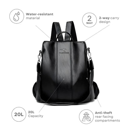 Tourer | Women's Anti-Theft Leather Backpack - Simplify Hub