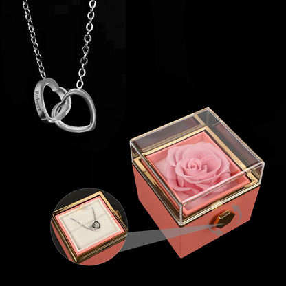 Eternal Rose Box W/ Engraved Necklace